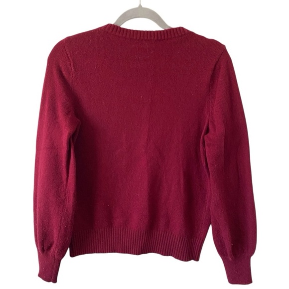 J.Crew Burgundy Wool Blend Pull Over Jewel Buttons Crew Neckline Sweater - Picture 3 of 8